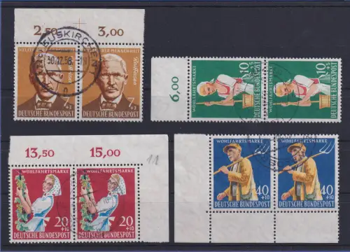 Bund 1958 Landwirtschaft Mi.-Nr. 297-300 jeweils Paare gestempelt