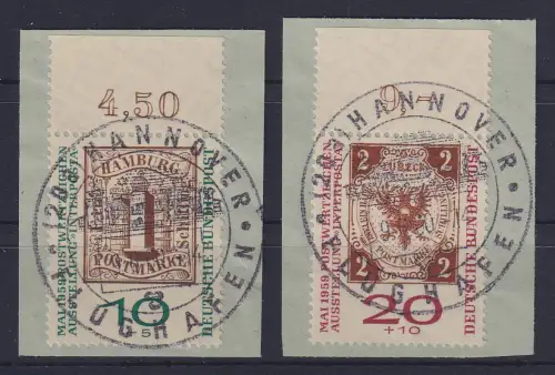 Bund 1959 INTERPOSTA Mi.-Nr.310-311a Oberrandstücke So.-O HANNOVER auf Briefstk.