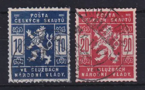 Tschechoslowakei 1918 Halbamtliche Pfadfinder-Ausgabe Mi.-Nr. I, II gestempelt