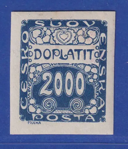 Tschechoslowakei 1920 Portomarke Mi.-Nr. 14  rückseitig Abklatsch ungebraucht *