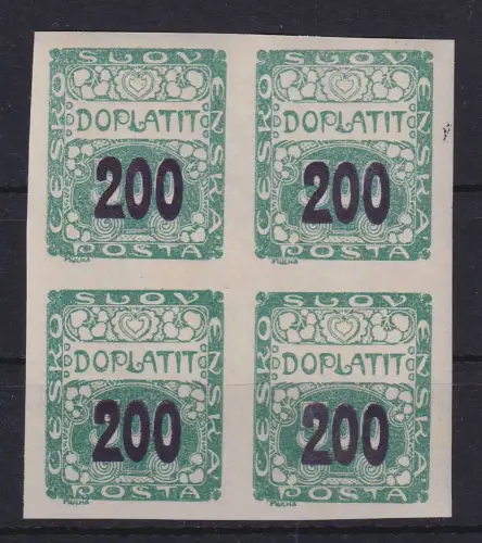 Tschechoslowakei 1927 Portomarke Mi.-Nr. 54 Viererblock postfrisch **