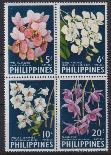 Philippinen Blumen Mi.-Nr. 692-695 A Viererblock ** 