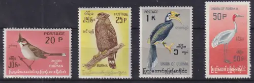 Burma Vögel 4 Werte ** / MNH