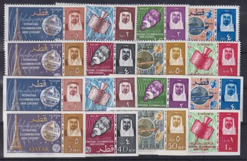 Katar / Qatar 1965 Fernmeldeunion ITU Mi.-Nr. 64-71 A und B Satz ** / MNH