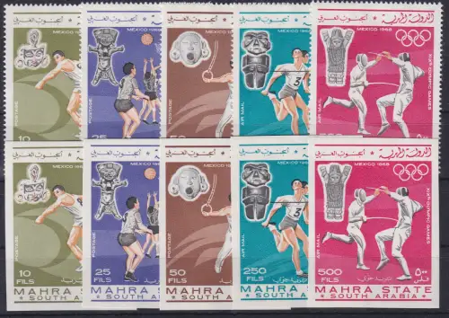 Mahra State 1968 Olympische Spiele Mi.-Nr. 25-29 A und B Satz ** / MNH