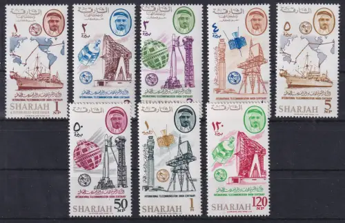 Sharjah 1965 Fernmeldeunion ITU, Mi.-Nr. 185-192 A Satz ** / MNH