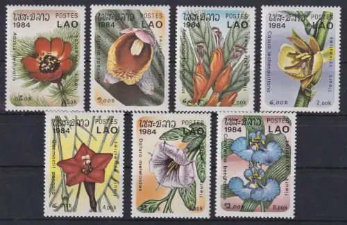 Laos 1984 Blumen Mi.-Nr. 743-749 Satz ** / MNH