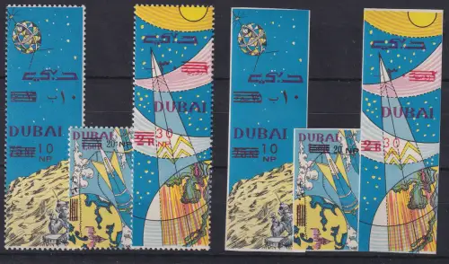 Dubai 1964 Weltraumfahrt Mi.-Nr. 157-59 A und B Satz ** / MNH