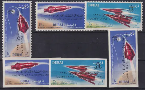 Dubai 1964 Weltraumfahrt Mi.-Nr. 153-55 A und B Satz ** / MNH