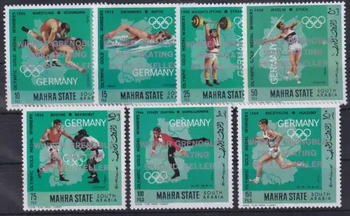 Mahra State 1968 Olympia Sieger Deutschland Mi.-Nr. 99-105 A Satz ** / MNH