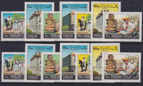 Sharjah 1968 Olympische Spiele Mexico Mi.-Nr. 356-62 A/B Satz ** / MNH