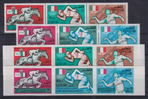 Katar / Qatar 1968 Olympische Spiele Mexico Mi.-Nr. 259-64 A und B Satz ** / MNH