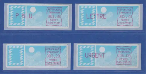 Frankreich ATM Taube C001.75513 Paris 13 Satz 6.Tarif runde Ecken lilarot **