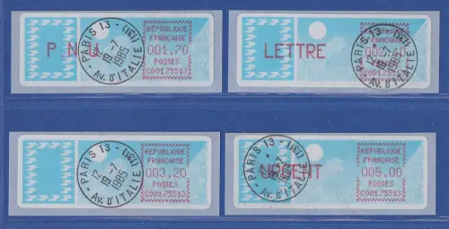 Frankreich ATM Taube C001.75513 Paris 13 Satz 5.Tarif runde Ecken lilarot, ET-O