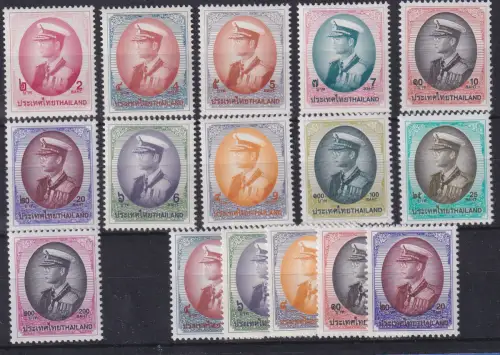 Thailand Freimarken König Bhumibol Mi.-Nr. 1765 Lot 16 versch. Werte ** / MNH