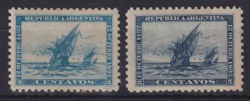 Argentinien 1892 400. Jahrestag der Endeckung Amerikas Mi.-Nr. 81-82 * / MLH