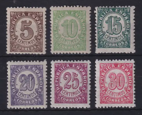 Spanien 1938 Ziffern Mi.-Nr. 696-701A Satz kpl. postfrisch **
