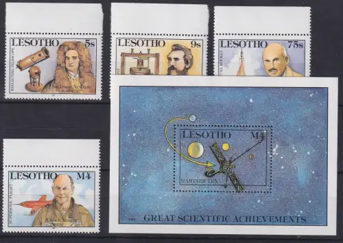 Lesotho 1987 Wissenschaftliche Errungenschaften Block und 4 Werte ** / MNH