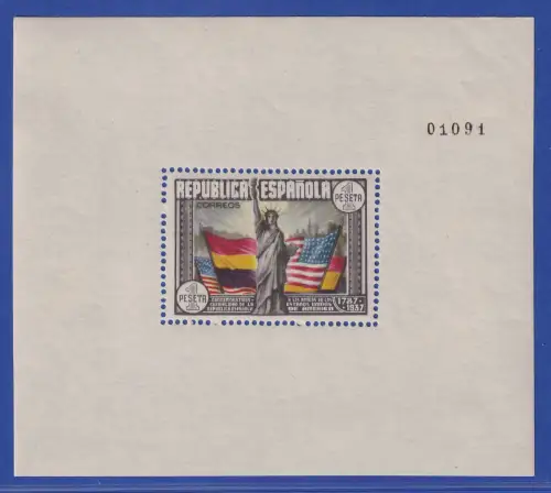 Spanien 1938 Jahrestag der Verfassung der USA Mi.-Nr. Block 3 postfrisch **