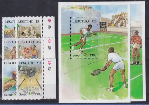 Lesotho 1987 Olymp. Sommerspiele 1988 Seoul Bl. 39-40 Mi. Nr. 622-27 ** / MNH