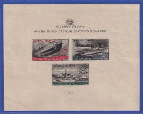 Spanien 1938 U-Boot-Post Mi.-Nr. Block 5U postfrisch ** 