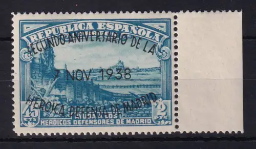 Spanien 1938 Verteidigung von Madrid Mi.-Nr. 734 Randstück postfrisch ** 