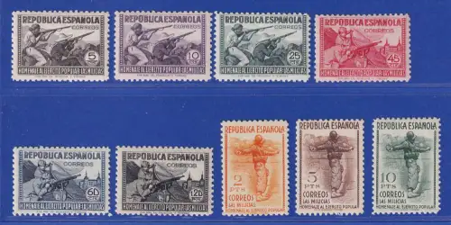 Spanien 1938 Republikanische Miliz Mi.-Nr. 737-745 Satz kpl. postfrisch **
