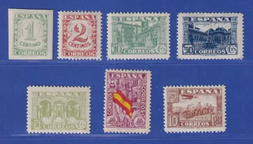 Spanien 1936/37 Ziffern Städtebilder Mi.-Nr. 757-763 postfrisch ** 