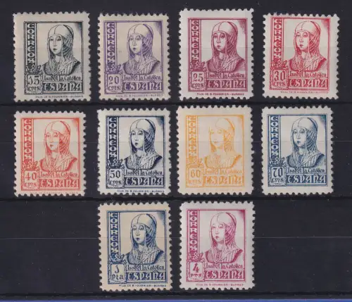 Spanien 1937/39 Königin Isabella die Katholische Mi.-Nr. 770-779 postfrisch ** 