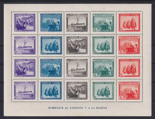 Spanien 1938 Heer und Marine Mi.-Nr. Block 10 A postfrisch ** 