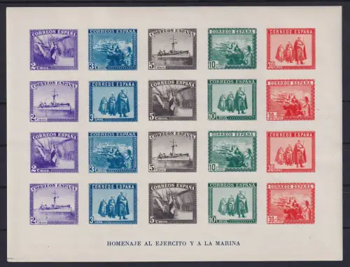 Spanien 1938 Heer und Marine Mi.-Nr. Block 10 B postfrisch ** 
