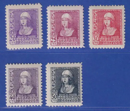 Spanien 1938/39 Königin Isabella die Katholische Mi.-Nr. 811-815 postfrisch ** 