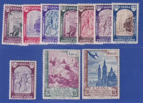 Spanien 1940 Flugpostmarken Hl. Jungfrau v. Pilar Mi.-Nr. 874-883 postfrisch ** 