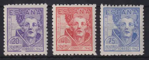 Spanien 1942 Johannes vom Kreuz Mi.-Nr. 898-900 postfrisch ** 