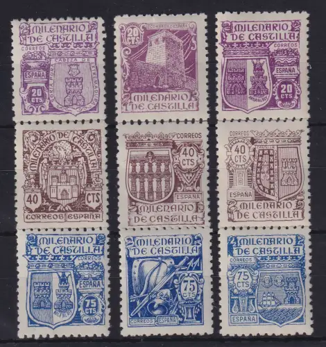 Spanien 1944 Tausendjahrfeier Kastilien Mi.-Nr. 914-922 Satz kpl. postfrisch ** 