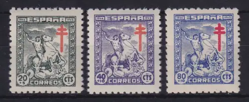 Spanien 1944 Tuberkulose-Bekämpfung Mi.-Nr. 924-926 postfrisch ** 
