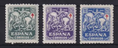 Spanien 1945 Tuberkulose-Bekämpfung Mi.-Nr. 931-933 postfrisch ** 