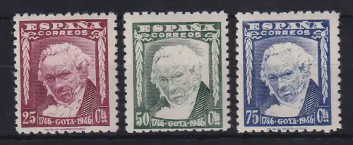 Spanien 1946 Francisco de Goya Mi.-Nr. 941-943 postfrisch ** 