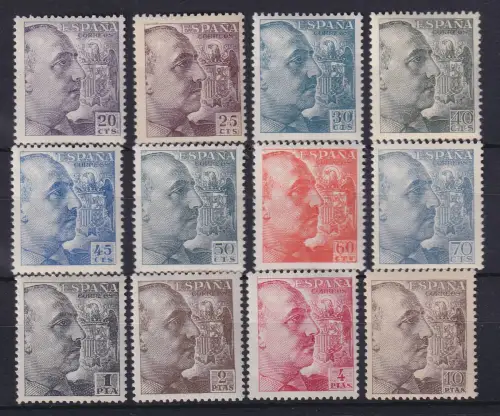 Spanien 1949/53 General Franco Mi.-Nr. 844-857C 12 Werte kpl. postfrisch ** 