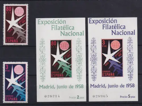 Spanien 1958 Ausstellungen Mi.-Nr. 1117-1118, Blocks 13 und 14 postfrisch **