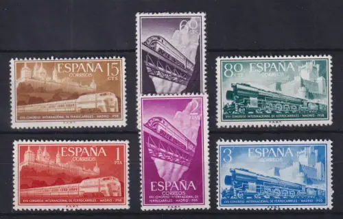 Spanien 1958 Eisenbahnkongress Mi.-Nr. 1129-1134 postfrisch **