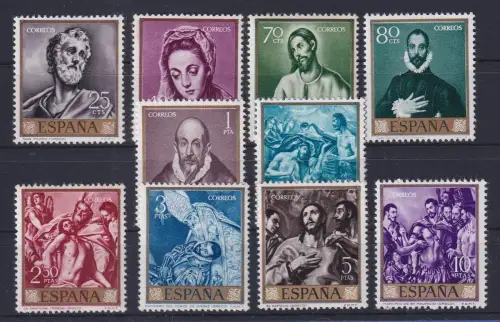 Spanien 1961 Gemälde von El Greco Mi.-Nr. 1225-1234 Satz kpl. postfrisch **