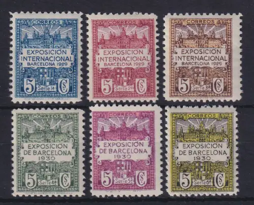 Spanien 1929/30 Zwangszuschlagsmarken Barcelona Mi.-Nr. 1-6 postfrisch **