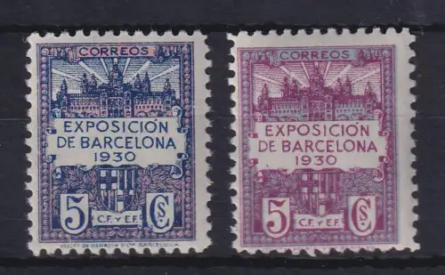 Spanien 1930 Zwangszuschlagsmarken Barcelona Mi.-Nr. 7-8 postfrisch **