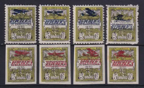 Spanien 1931 Zwangszuschlagsmarken Barcelona EDIFIL-Nr. NE 9-16 ungebraucht *