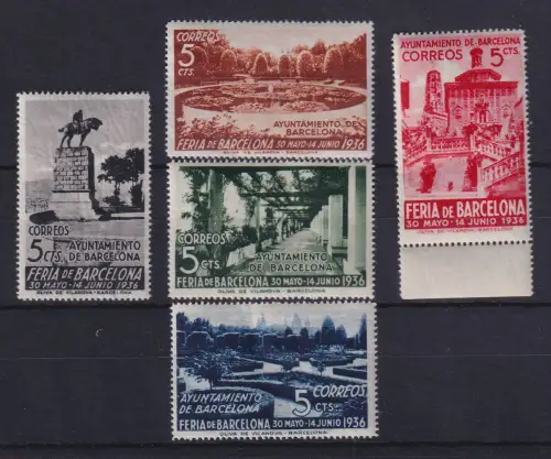 Spanien 1936 Zwangszuschlagsmarke Barcelona Mi.-Nr. 14-18 postfrisch **
