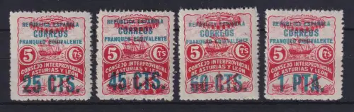 Spanien 1937 Lokalausgabe Asturien und Leon EDIFIL-Nr. 8-11 postfrisch **