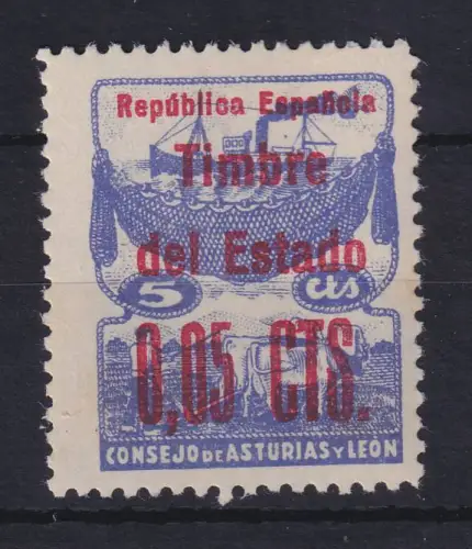 Spanien 1937 Lokalausgabe Asturien und Leon EDIFIL-Nr. 12 postfrisch **