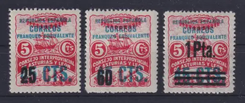 Spanien 1937 Lokalausgabe Asturien und Leon EDIFIL-Nr. NE 6-8 kpl. postfrisch **