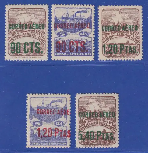 Spanien 1937 Lokalausgabe Asturien und Leon EDIFIL-Nr. NE 12-16 postfrisch **